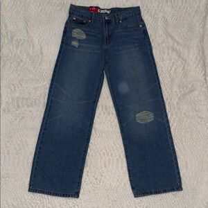 NEW Levi's Wide Leg Jeans with Distressed Rainbow Accents